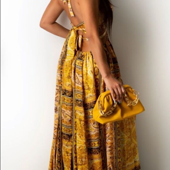 COPY - Gold Double Slit Vacation Maxi Dress - Picture 4 of 7